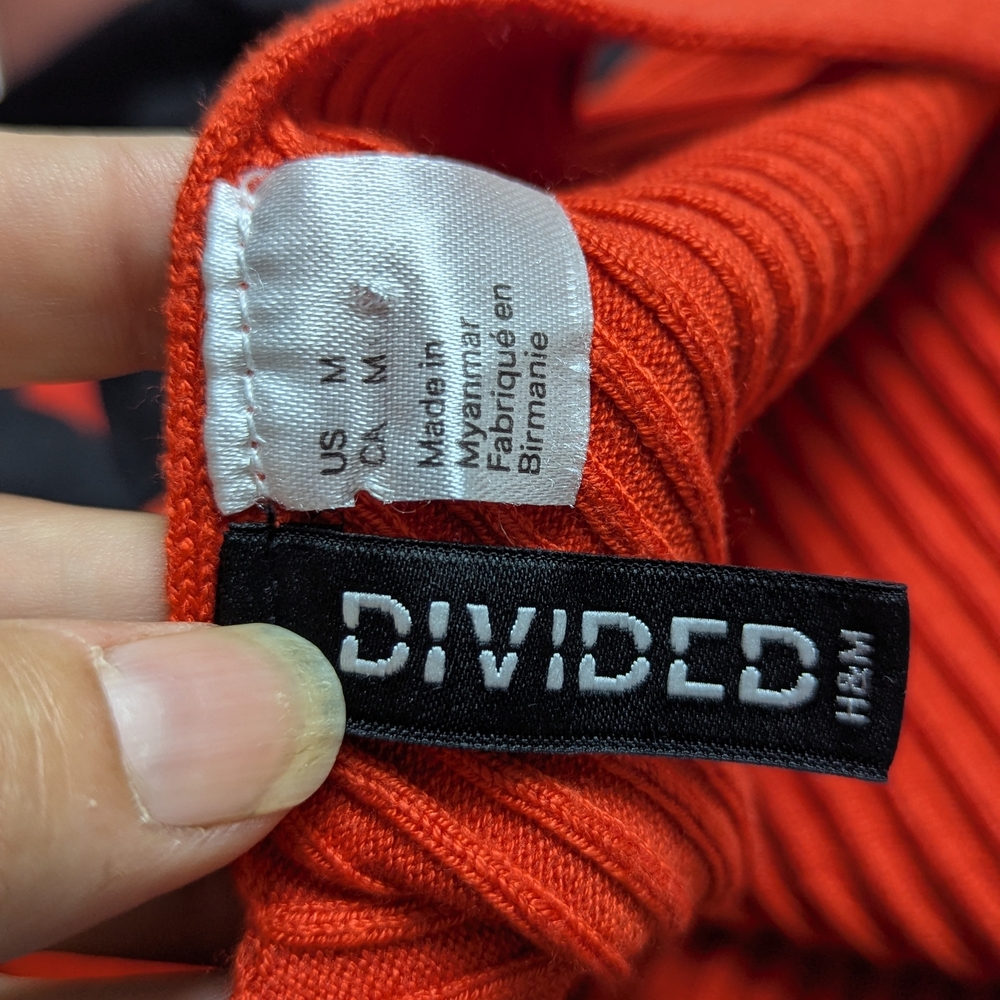 Divided Bold Orange Ribbed Tank Top - Picture 4 of 6